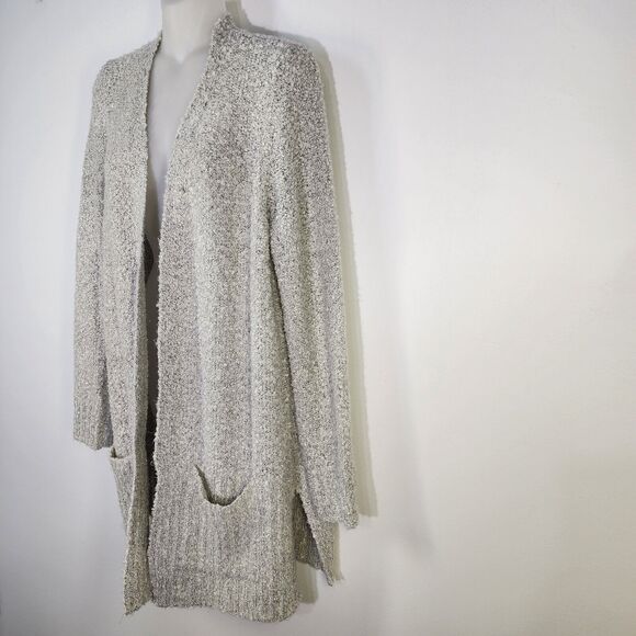 Tribekka 44 Cardigan Sweater Medium Gray Cozy Knit Open Front Pocket Long Sleeve - Picture 5 of 11